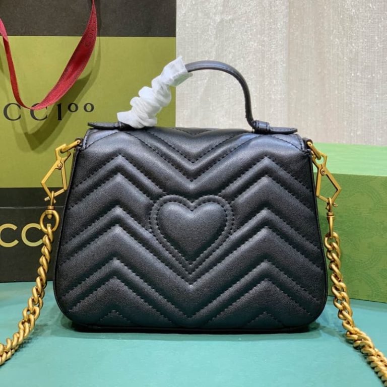 GUCCI high quality women handbag shoulder bag Flap design Front decorated with double G logo-4