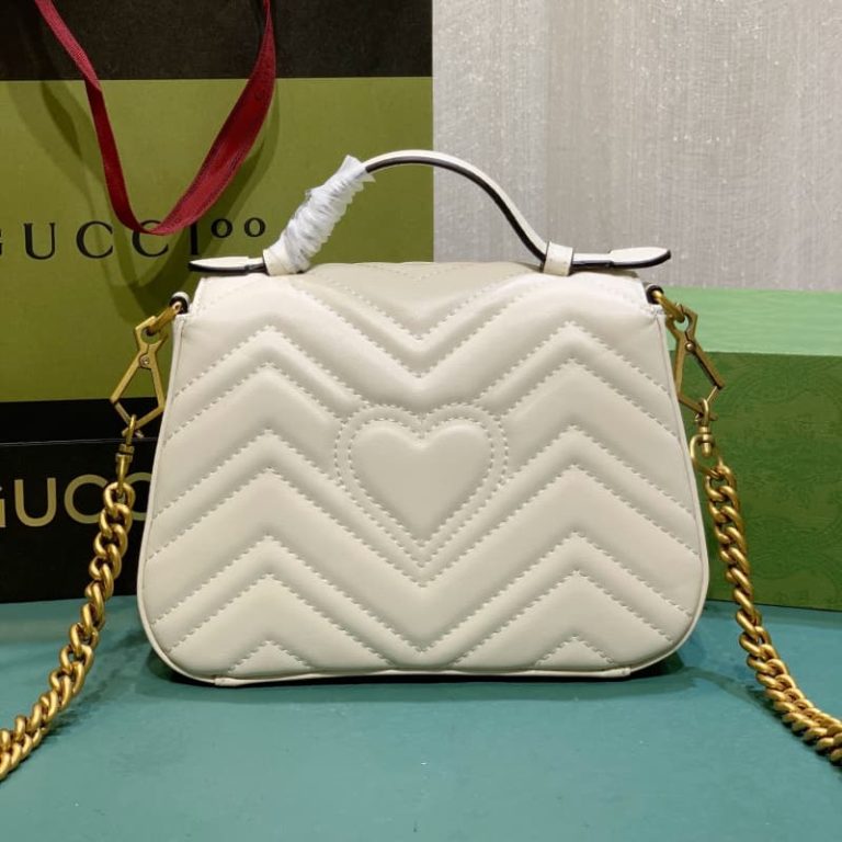 GUCCI high quality women handbag shoulder bag Flap design Front decorated with double G logo-6