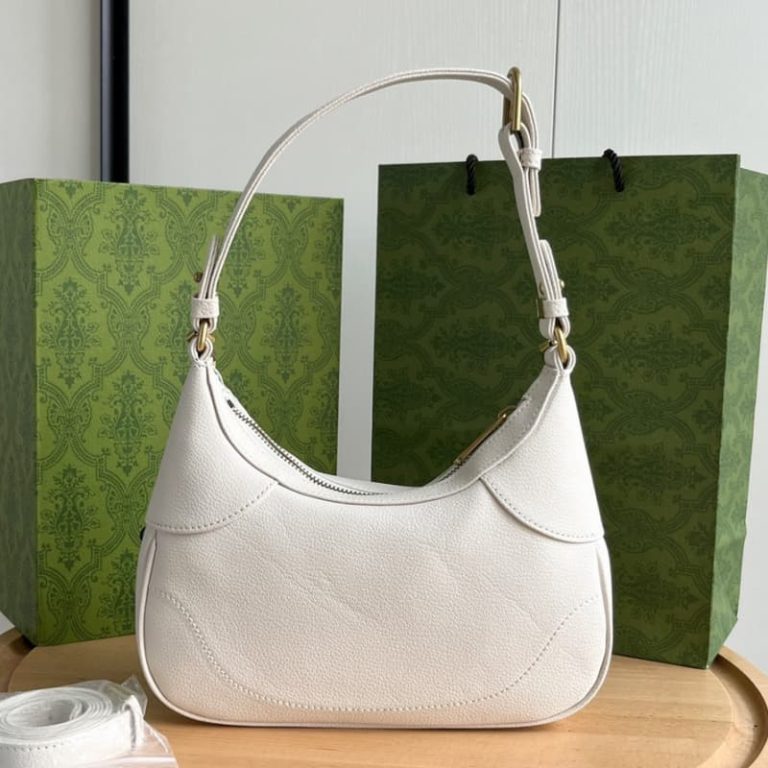 GUCCI high quality women new black crescent bag shoulder or handheld front with double G decoration-3