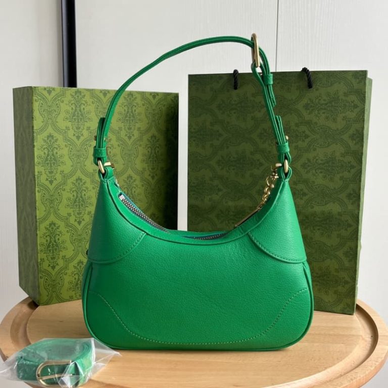 GUCCI high quality women new black crescent bag shoulder or handheld front with double G decoration-5