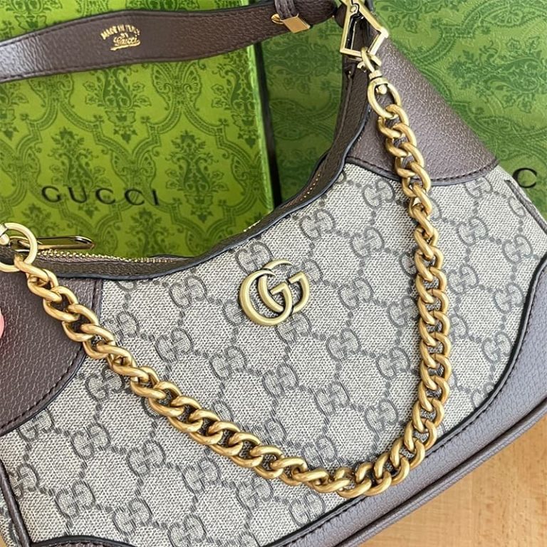 GUCCI high quality women new brown crescent bag shoulder or handheld surface letter embroidery front decorated with double G decoration-3