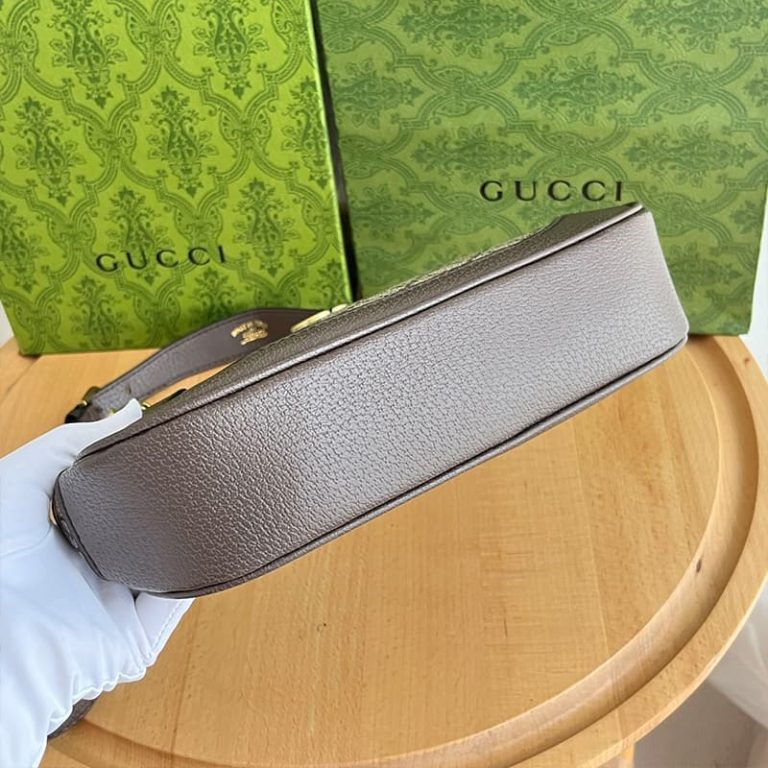 GUCCI high quality women new brown crescent bag shoulder or handheld surface letter embroidery front decorated with double G decoration-4
