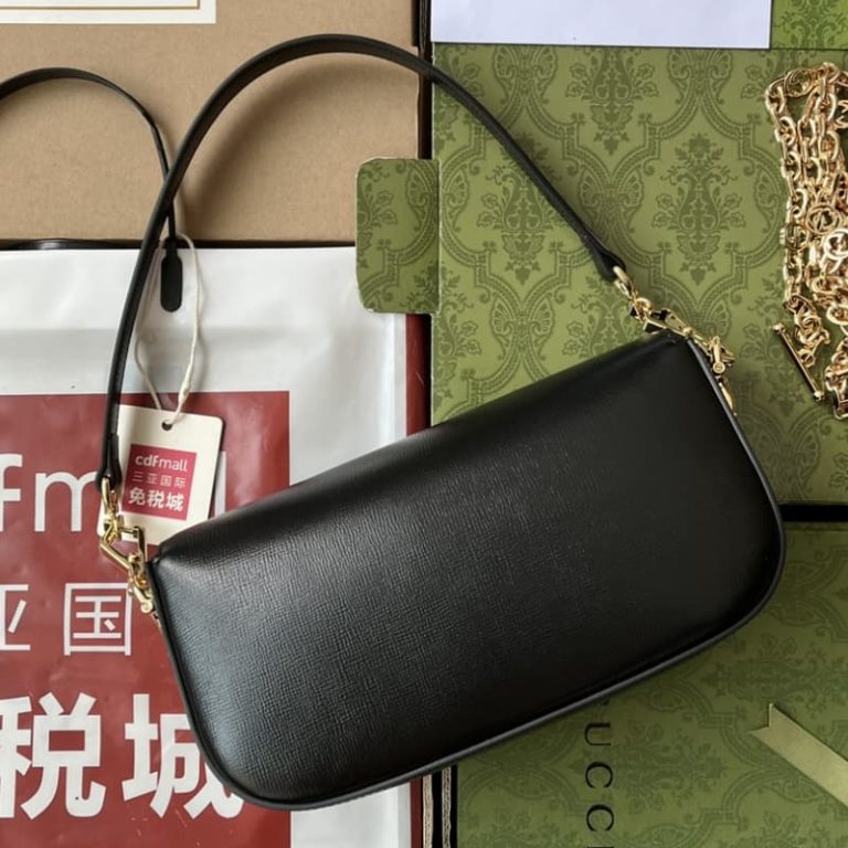 GUCCI high quality women shoulder bag handbag with flap design and gold color accessories on the front-4