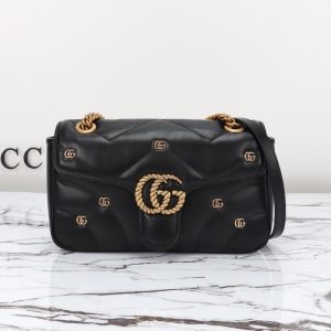 GUCCI women mini handbag shoulder bag Flap closure design plus surface double G logo decoration 26*15*7CM LB411