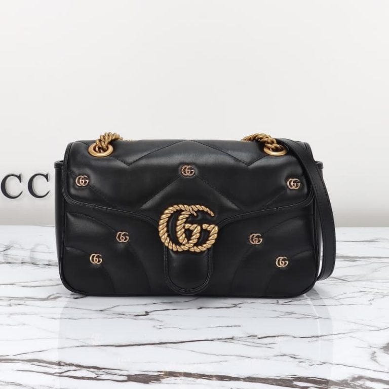 GUCCI women mini handbag shoulder bag Flap closure design plus surface double G logo decoration-3