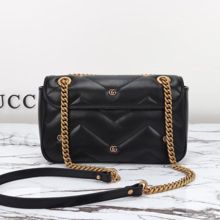 GUCCI women mini handbag shoulder bag Flap closure design plus surface double G logo decoration-4