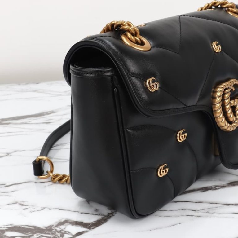 GUCCI women mini handbag shoulder bag Flap closure design plus surface double G logo decoration-6