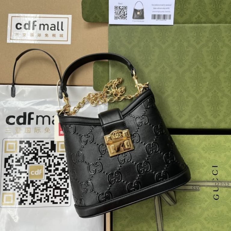 Gucci GG Embossed Small Padlock Bucket Bag-10