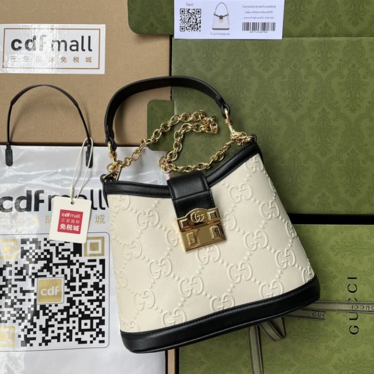 Gucci GG Embossed Small Padlock Bucket Bag-9