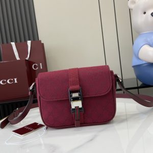 Gucci best quality Mini GG crossbody bag in Rosso Ancora red GG canvas 20x14x6.5cm LB424