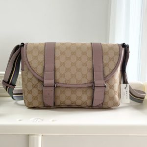 Gucci high quality GG Canvas Double Belt Flap Messenger 24x30x9cm LB419