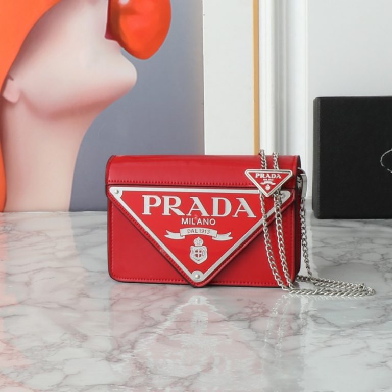 Prada Spazzolato Triangle Logo Chain Bag-7
