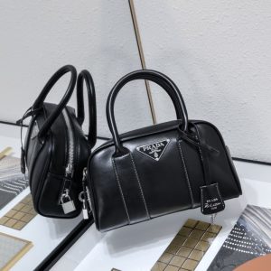 High quality Prada Boston handbag Women handbag Front iconic logo pattern 24*5*24CM LB494