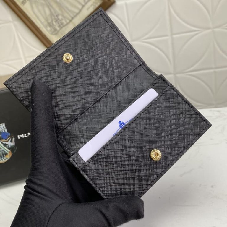 High quality Prada men card holder small wallet front iconic logo pattern-4