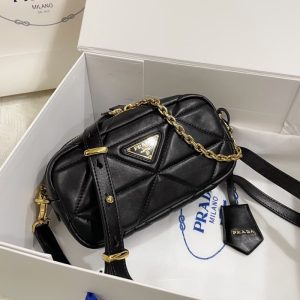 High quality Prada new diamond camera bag women shoulder bag handbag front iconic logo pattern 22*11*7CM LB497