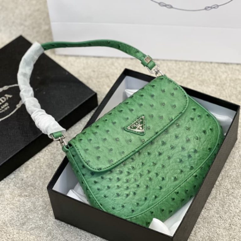 High quality Prada ostrich pattern retro armpit bag women small handbag front iconic logo pattern-2