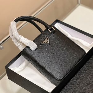 High quality Prada ostrich pattern women small handbag shoulder bag front iconic logo pattern 16*18CM LB510