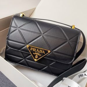 High quality Prada triangle diamond lattice stewardess bag Women single shoulder crossbody bag Front iconic logo pattern 22*16*6CM LB515