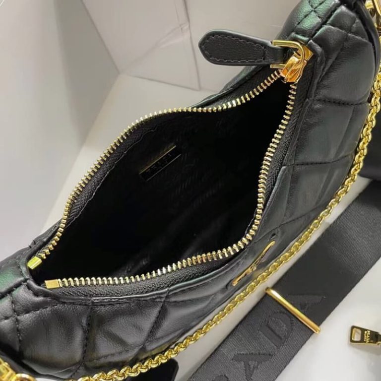 High quality Prada women crescent shoulder bag handbag front iconic logo pattern-5