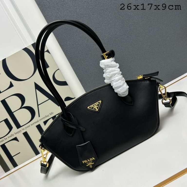 High quality Prada women dumpling bag handbag front iconic logo pattern-3