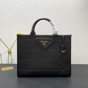 High quality Prada women handbag full cowhide tote bag Saffiano leather handle design Front iconic logo pattern LB499