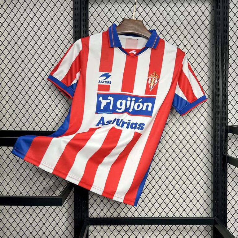 Spain-La Real Sporting de Gijon Home Retro Jersey Summer Sportswear GS054-1