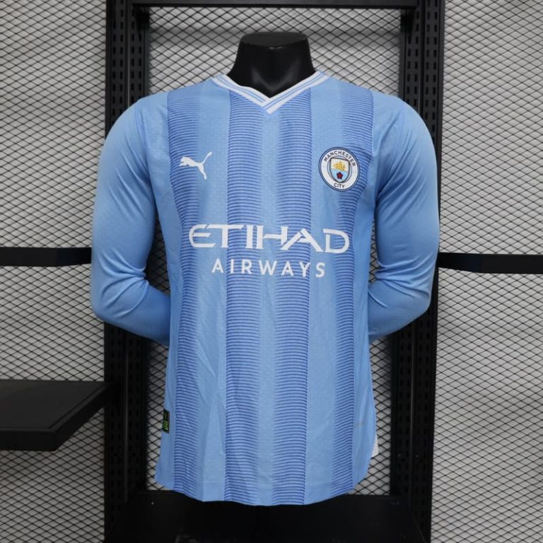 UK-Premier League MCI home long sleeve player version jersey jersey Summer Sportswear GS095-1