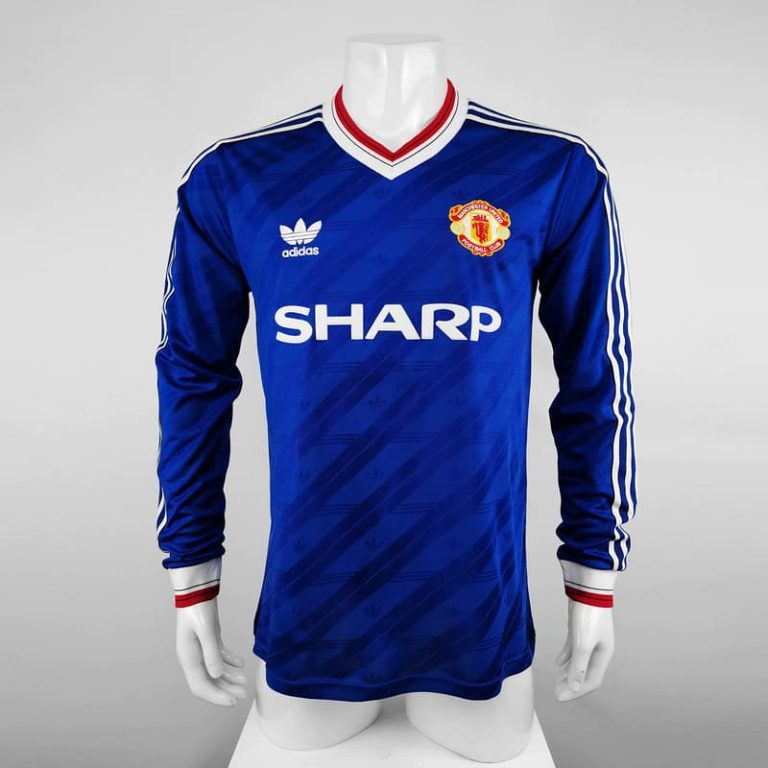 UK-Premier League MNU away blue long sleeve jersey Summer Sportswear GS081-1
